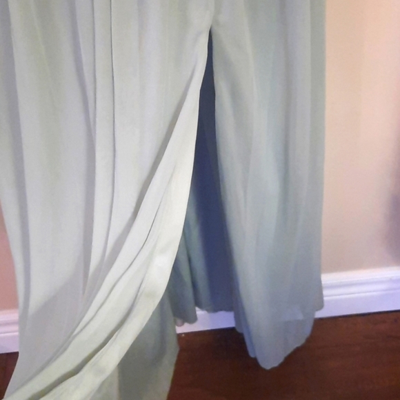 David's Bridal Spagetti Strap Ruched Waist Mesh Style# F19944 Dusty Sage… - Picture 8 of 16